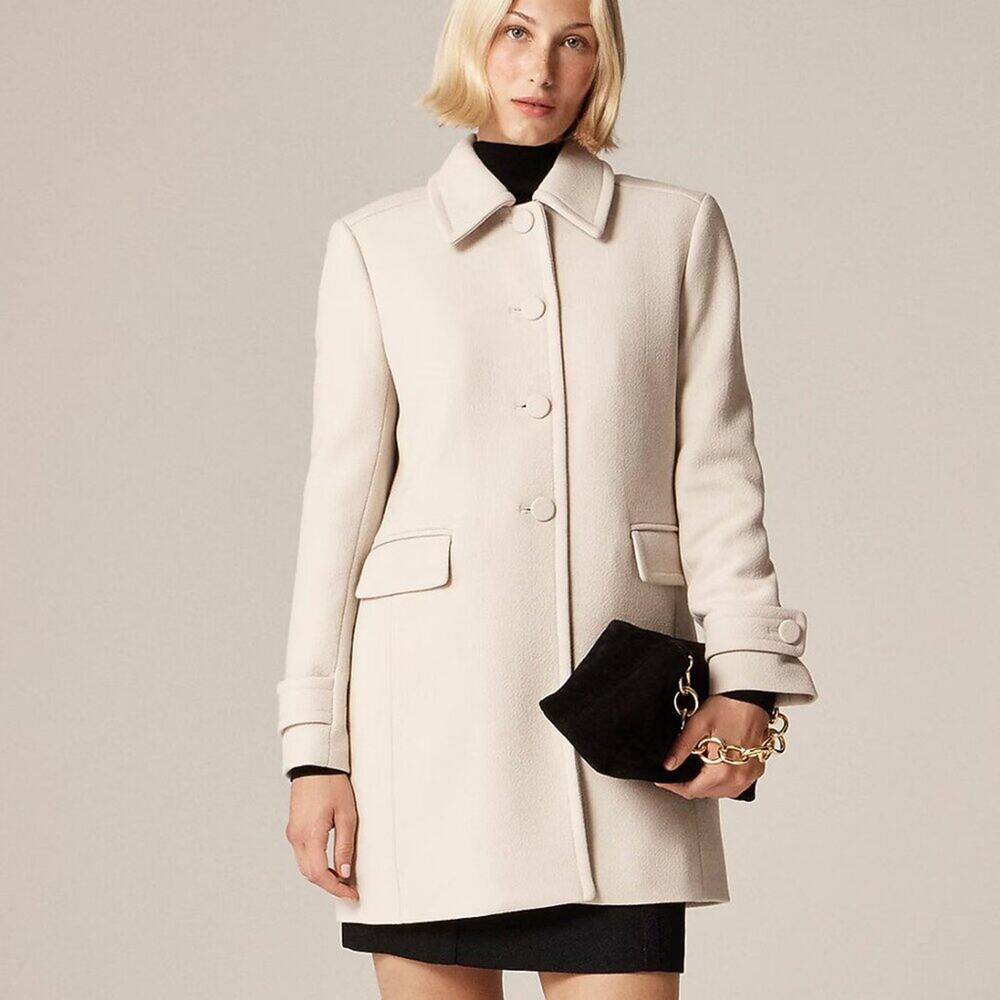 NWT J Crew Salon Coat in Italian Double-Cloth Oatmeal Ivory Size 4